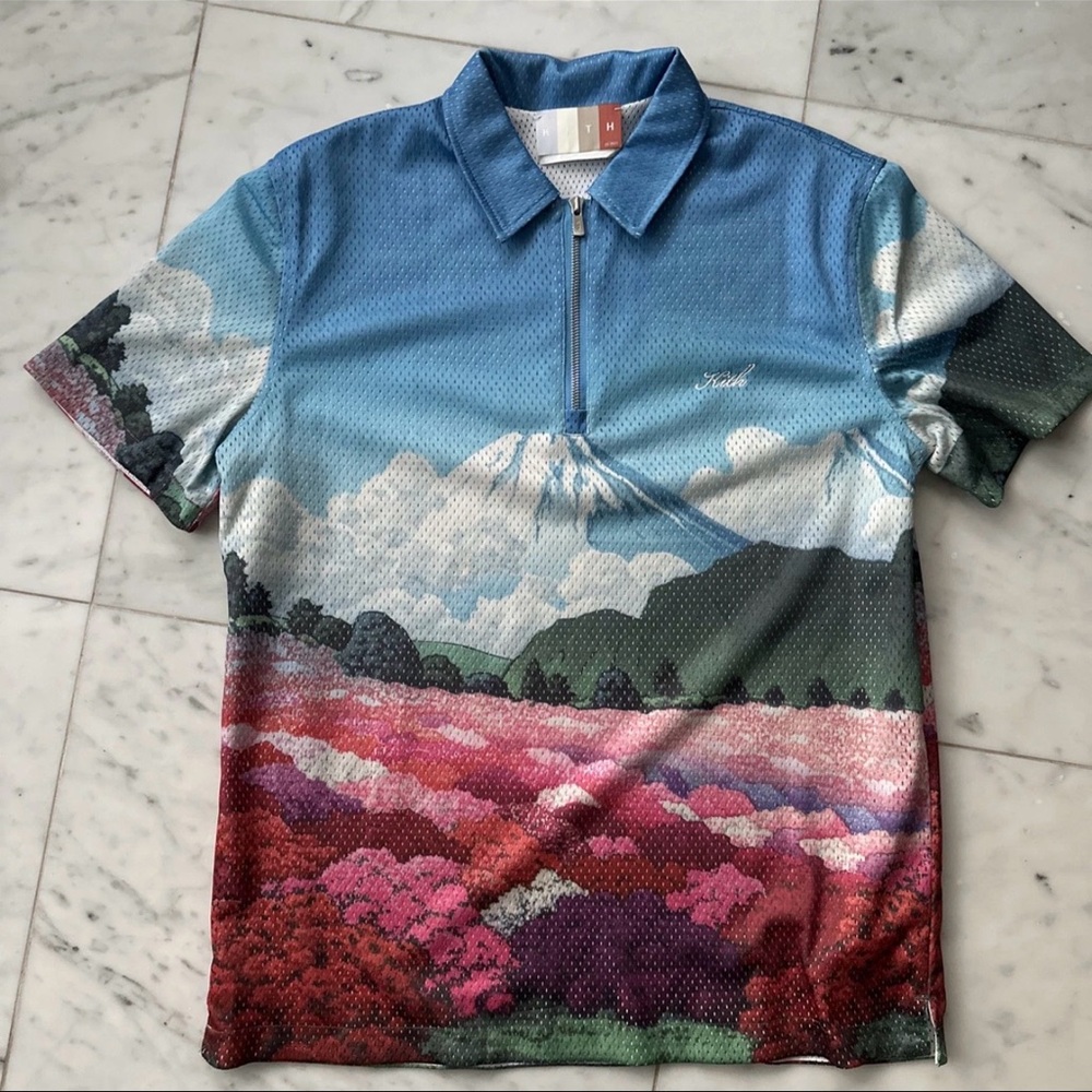 Kith Men’s printed Devoe Quarter Zip Bloom Shirt Size Small NWOT